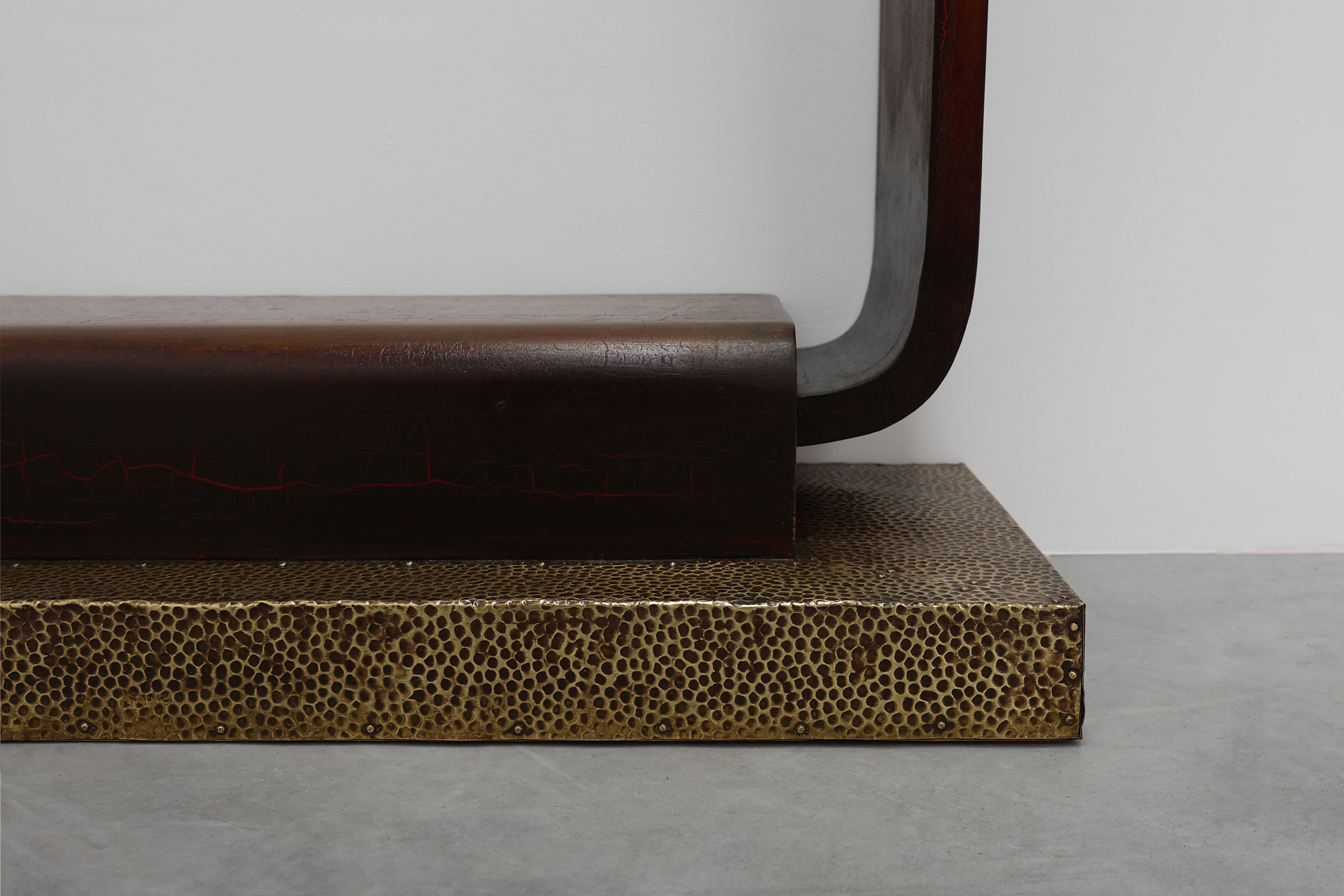 Sculptural French Art Deco Console Table with Glass Top, circa 1925thumbnail